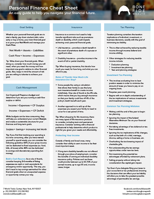 Financial Planning Cheat Sheet
